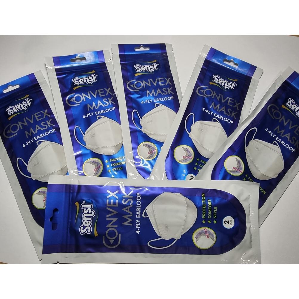 StockLaris- Masker Sensi Convex Mask 4 PLY Earloop isi 2 pcs Sachet Sensi Convex