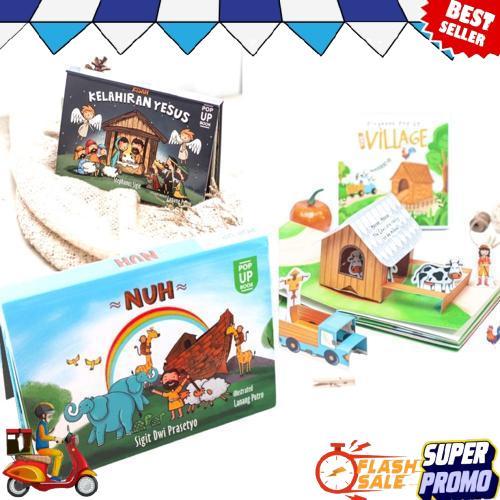 Pop Up Book Buku Permainan Edukasi Interaktif 3D Anak Balita Batita Sekolah Minggu Play Book 3 Dimen