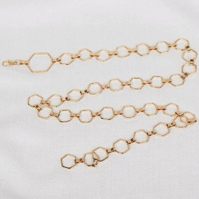 Laristop- Ikat Pinggang Wanita Model Rantai Hexagonal Ikat Pinggang Dres Th 53