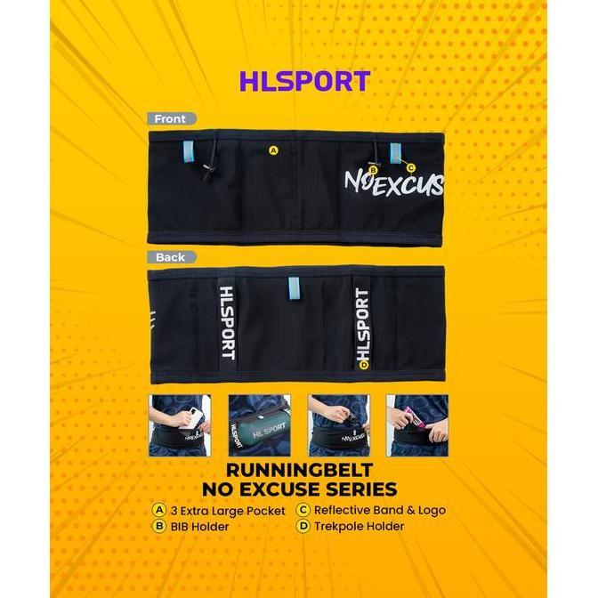 No Excuse Running Belt Tas pinggang lari HLSPORT ringan anti goyang