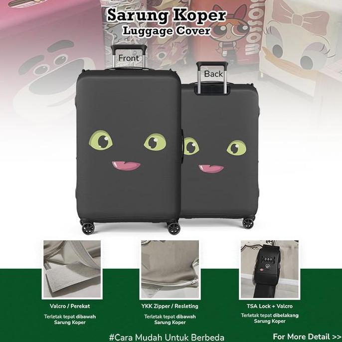 Night Fury 001 Sarung Koper Cover Pelindung Koper Luggage Cover dengan Pilihan Perekat Valcro Sletin