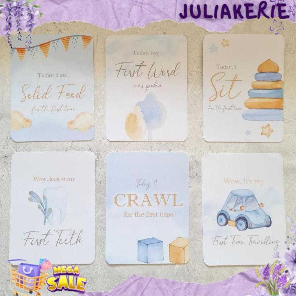 Baby milestone card custom kartu selfie papan nama pencapaian bayi bulanan Diskon