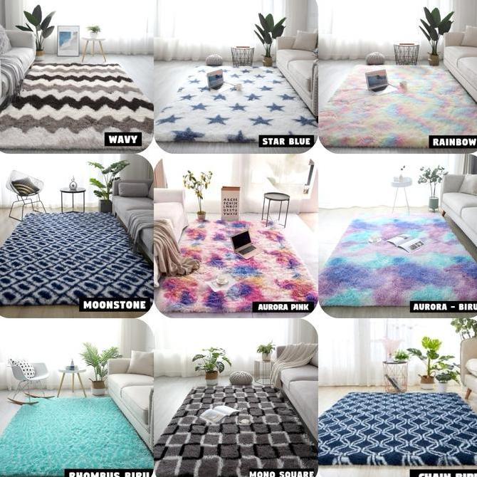 [COD] Zeita - 200x200 Karpet bulu Ombre lembut tebal bulu 4cm karpet lantai