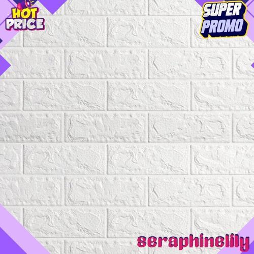 Walpaper dinding 3d foam motif batu bata 70x77cm Ready