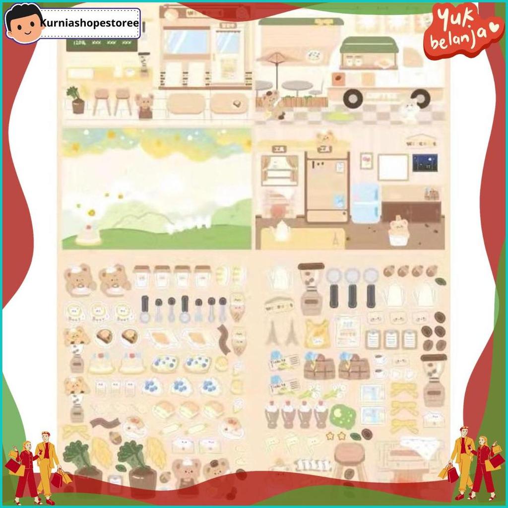 Buku Stiker DIY BEAR Quite Book Beruang Landscape Sticker Ruangan Grosir