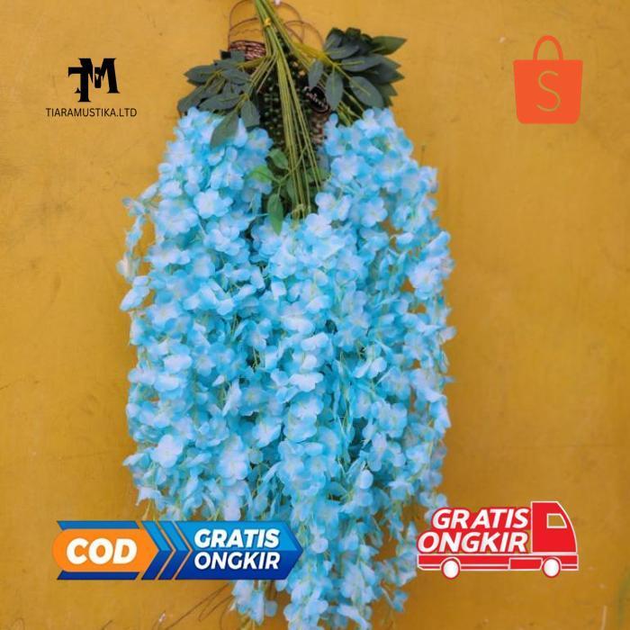 SUKMADHANI.ID [ 1 LUSIN/12 PCS ] WISTERIA GANTUNG JUMBO / BUNGA WISTERIA BESAR WARNA PUTIH TIARAMUST