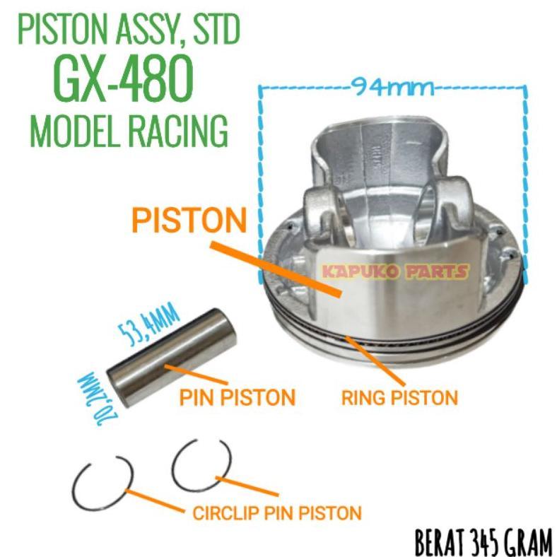 GX 480 PISTON ASSY 94MM STD MODEL RACING UNTUK MESIN PENGGERAK SERBA GUNA HONDA