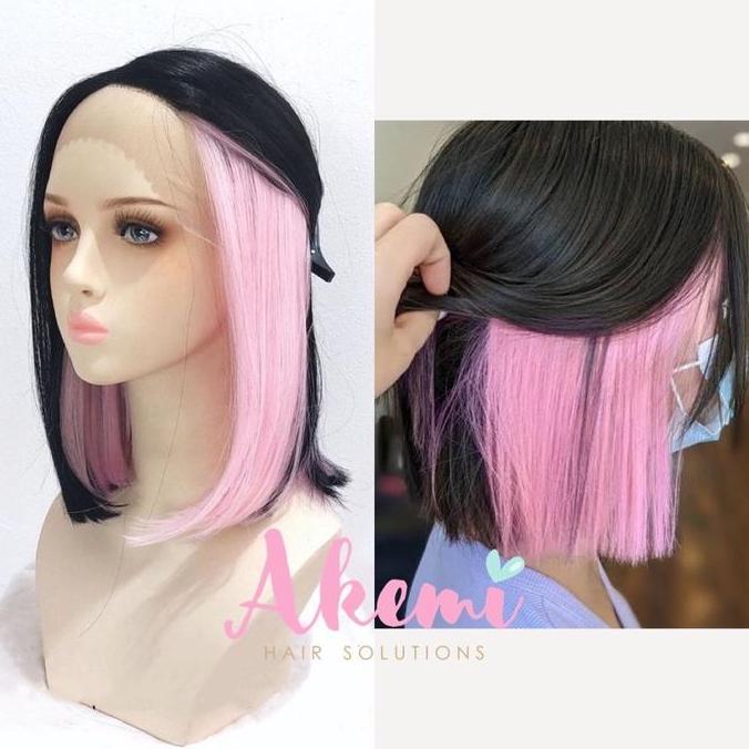 LACE FRONT WIG - BOB 35cm PEEK A BOO Rambut Palsu Wanita warna warni Hitam Promo