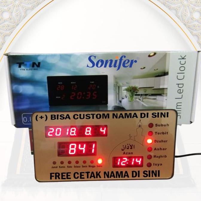 Lansungkirim- Sonifer Jam Adzan Digital Mini Jam Alarm Sholat Otomatis Adzan Iqomah 19 X 10 Cm