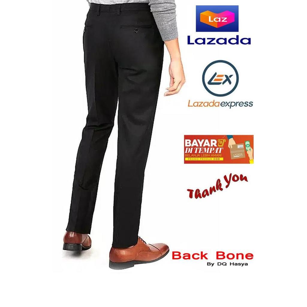 CELANA KANTOR HITAM PRIA SLIM FIT