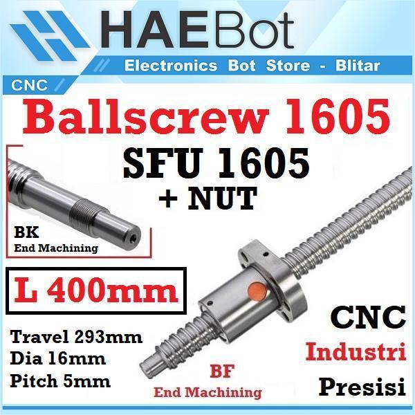 [Haebot] Ballscrew Ball Screw Sfu1605 Sfu 1605 400Mm 40Cm End Machined + Nut Router Milling Cnc Mesi