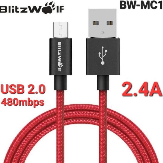 BLITZWOLF Micro-USB To USB-A Cable 2.4A USB2 Support QC3 1m