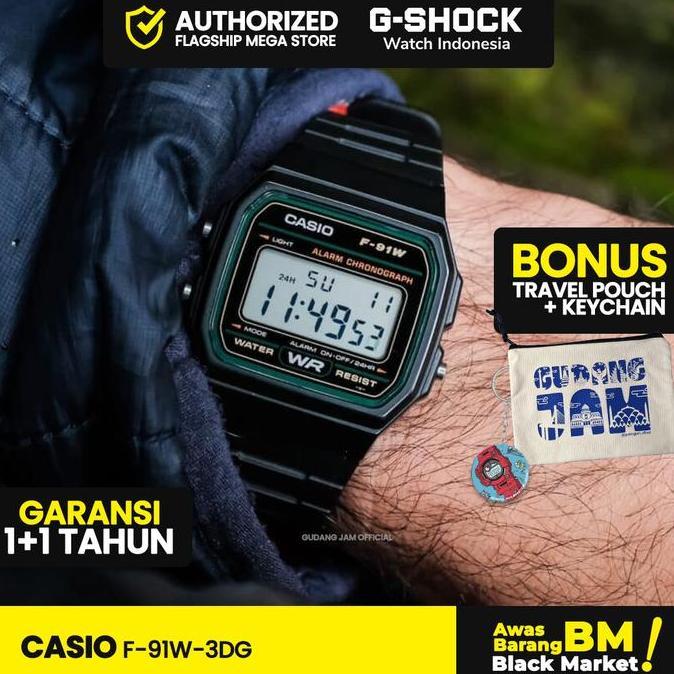 New- Casio General F-91W-3Dg F-91W F-91 F91W F 91W  Stopwatch Kaca