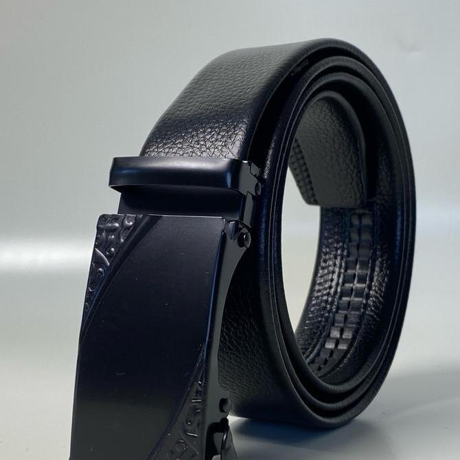 New- Ikat Pinggang Pria Full Black Gesper Pria Sabuk Hitam Belt Besi Kulit Elegan