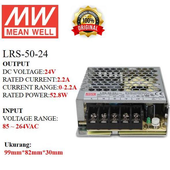 MEANWELL Power Supply LRS-50-24 LRS 50 24 LRS5024 Ballast 24v Indoor