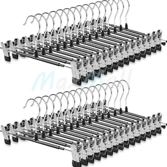 New- Cod 10Pcs Gantungan Baju Dan Celana Dengan Penjepit Hanger Jepit Besi Kawat Pants Hanger Clip S