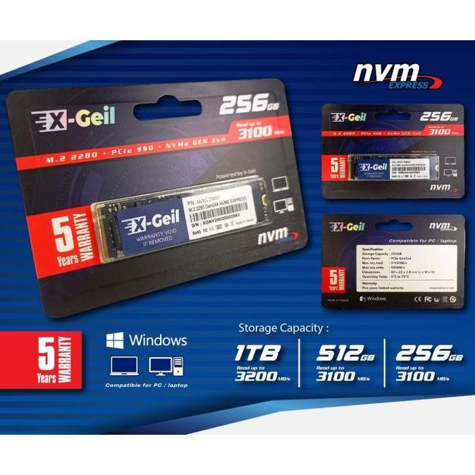 TERBARU - SSD NVME X-Geil 256GB Warranty 5thn