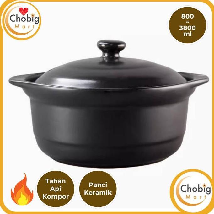 TERBARU - CHOBIG Panci Keramik Masak Rebus Godok Obat Herbal Jamu Sapo Sup Sop Soto Rawon Kuah Ceram