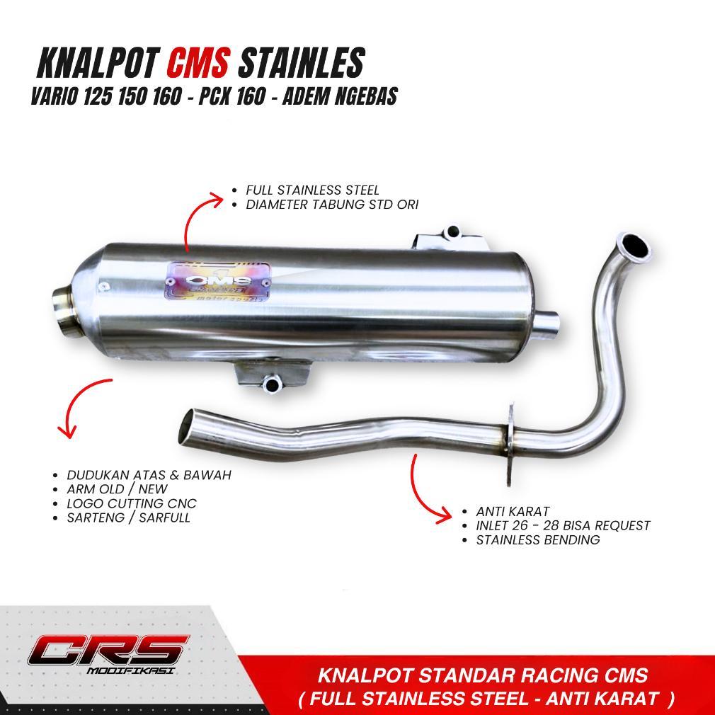 KNALPOT CMS FULL STAINLESS VARIO  125 150 160 LED OLD LED NEW - KNALPOT LUSTER VARIO KNALPOT ADEM