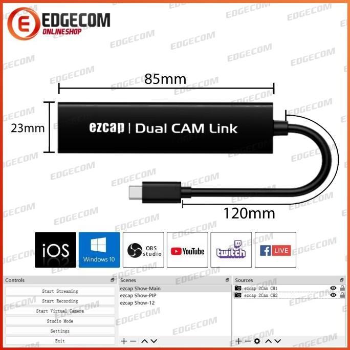 EZCAP 316 Type C to Dual HDMI Capture Cam Link streaming 2 input HDMI Terlaris