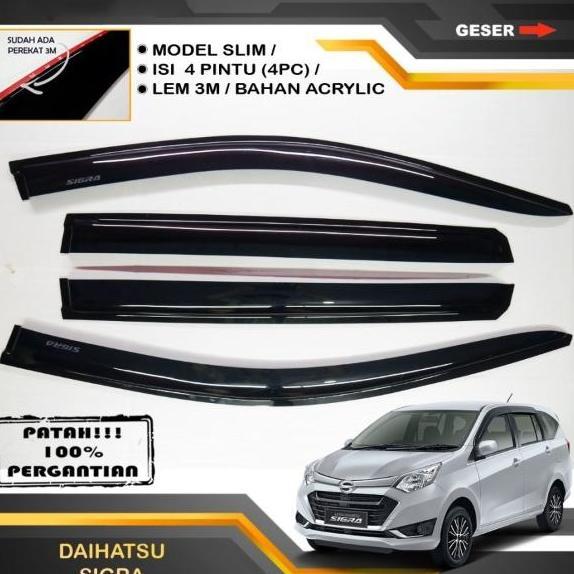 - - Talang Air Pintu Mobil DAIHATSU SIGRA 2016-2021 Model Slim - Talang Mobil - Pelindung Mobil - Pe