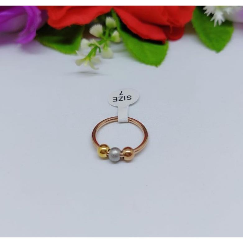 Cute- Cincin Titanium 3 Bola-Bola Kombinasi 666