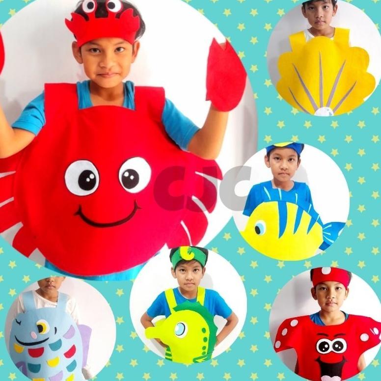Kostum karakter hewan laut flanel anak dewasa