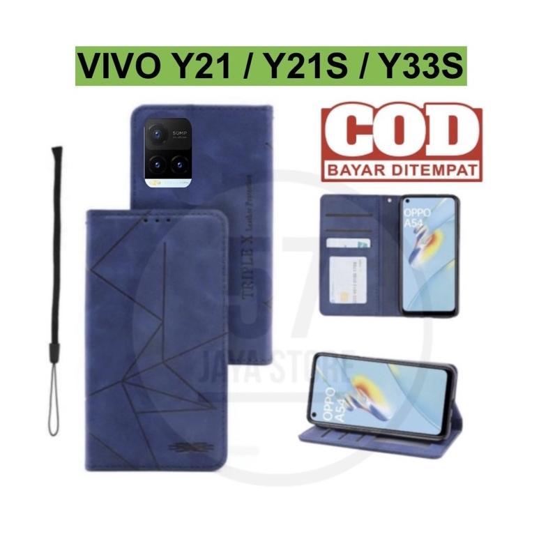Nice- Case Vivo Y33T / Y21A / Y21T / Y21 / Y21S / Y33S Flip Case Magnet Terbaru Leather Flip Cover M