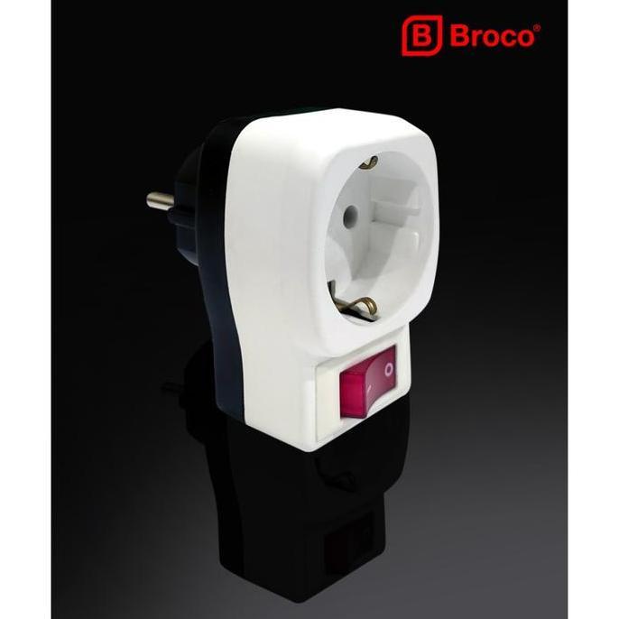 Yxrj- Broco Stop Kontak Outbow Stop Kontak Saklar Tusuk Kontak 1 Cabang Dengan Arde, Saklar Dan Lamp