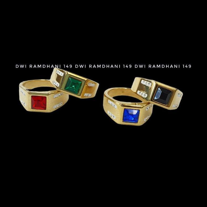 Cute- Cincin Titanium Pria Wanita Elegan Batu Permata