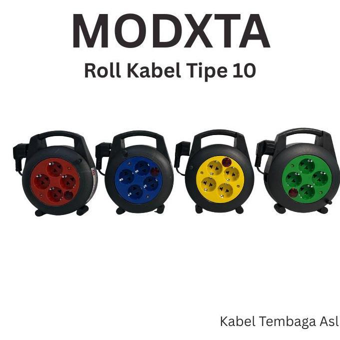 Yxrj- Modxta Roll Kabel Tipe 10 Kabel Roll Panjang Kabel 6 Meter Lampu Indikator / Stop Kontak Plus 