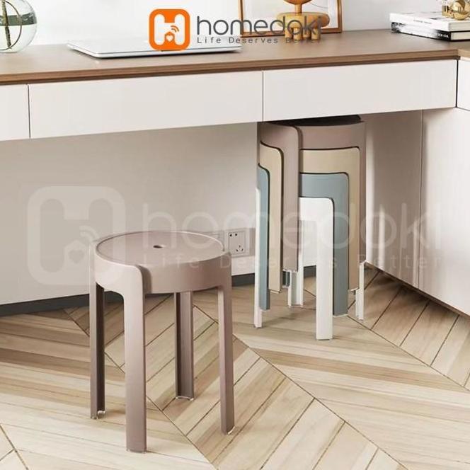 Homedoki Kursi Plastik Kursi Makan Kursi Bulat Kursi Lesehan