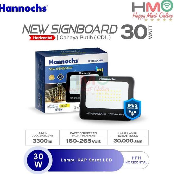 Hannochs Lampu Sorot 30 Watt Cahaya Putih HFH-30W CDL Kap Sorot Waterproof 30W Flood Light LED Lampu