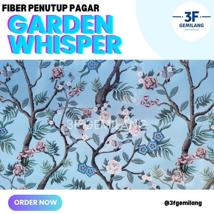 ORIGINAL New 3FGMG - MASTER - Fiber Plastik Penutup Pagar Rumah Motif GARDEN WHISPER BLUE Taman Poho