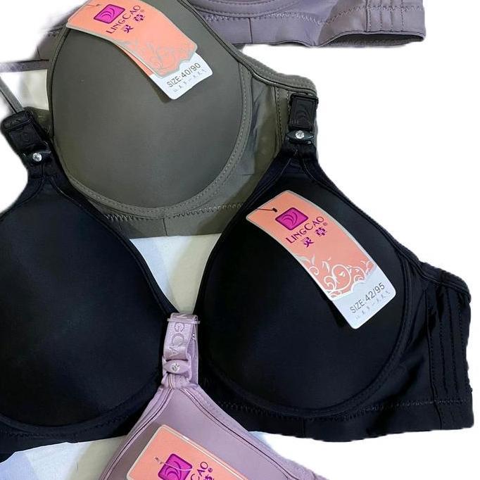 Upap- Bra Lingcao B5 | Bh Busa Cup B Nyaman Tanpa Kawat | Bra Wanita Lingcao Original Kait 3 Cup Bes