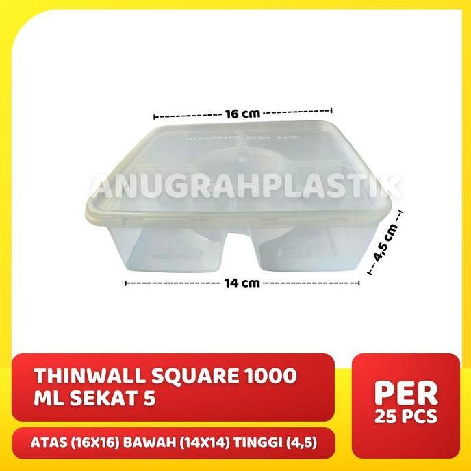 Good- Thinwall 1000 ml SQ sekat 5 DM / Thinwall Bento / Thinwall Inner SLOP