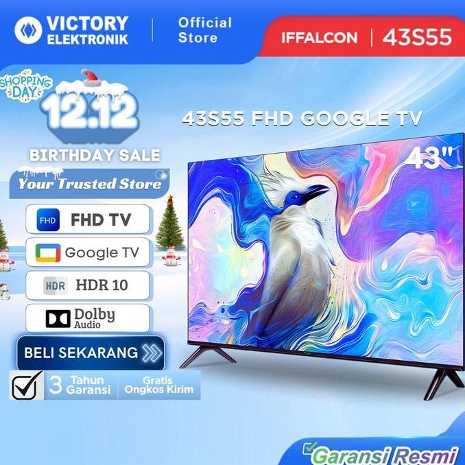 Terlaris Iffalcon By Tcl 43 Inch S55 Series Google Tv - 2K Fhd - Hdr 10 - Dolby Audio - Google Play-