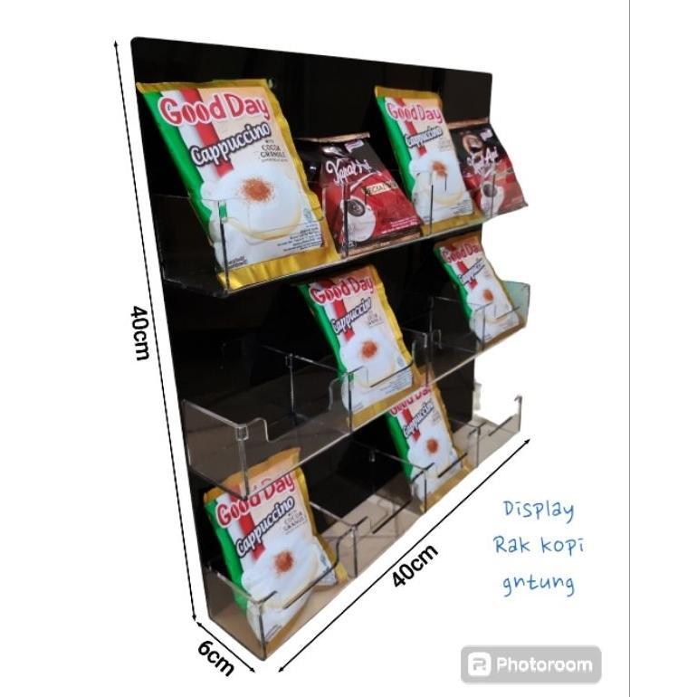 display kopi akrilik // rak kopi tipe gantung