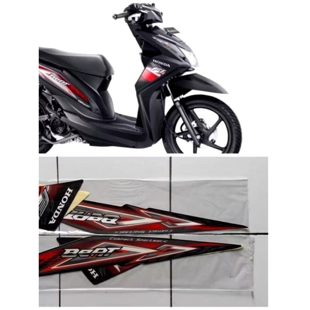 Stiker Striping Lis Body Motor Beat Fi 2014 Hitam Standar stikers berkualitas original