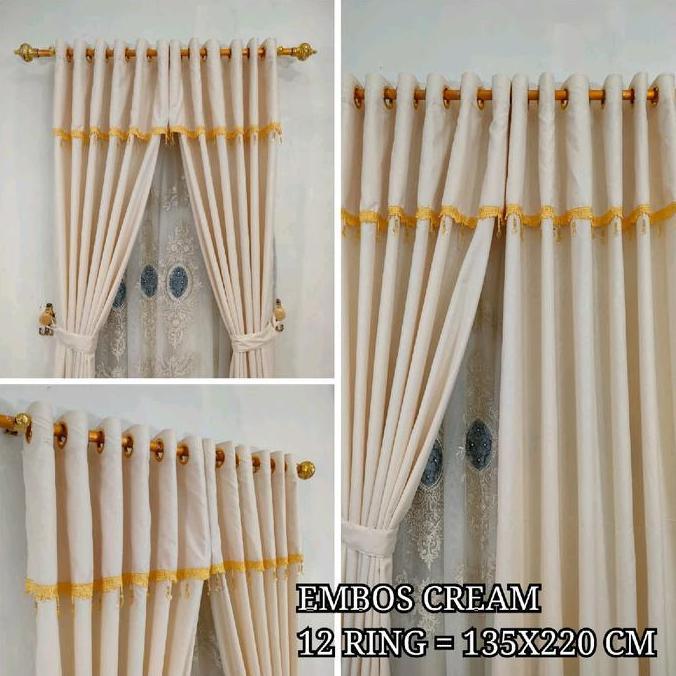 Romx- Gorden Renda Pintu Dan Jendela Mewah Gold Katun