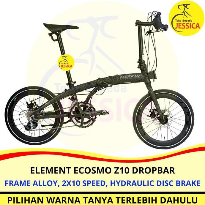 Terlaris Sepeda Lipat 20 Element Ecosmo Z10 Black Coral Dropbar