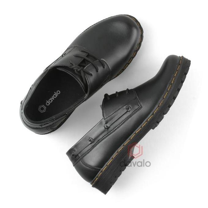 davalo Sepatu Docmart Pria Kasual Formal Oxford Kasual Hitam Kerja Resmi Kantor Kuliah Kulit  Sintet