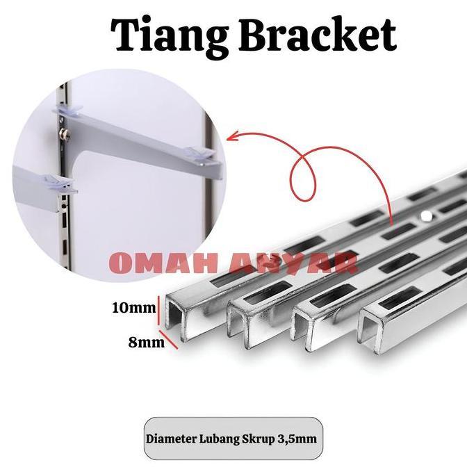 Tiang Braket Kaca Kayu Rak Display Wallshelf Bracket