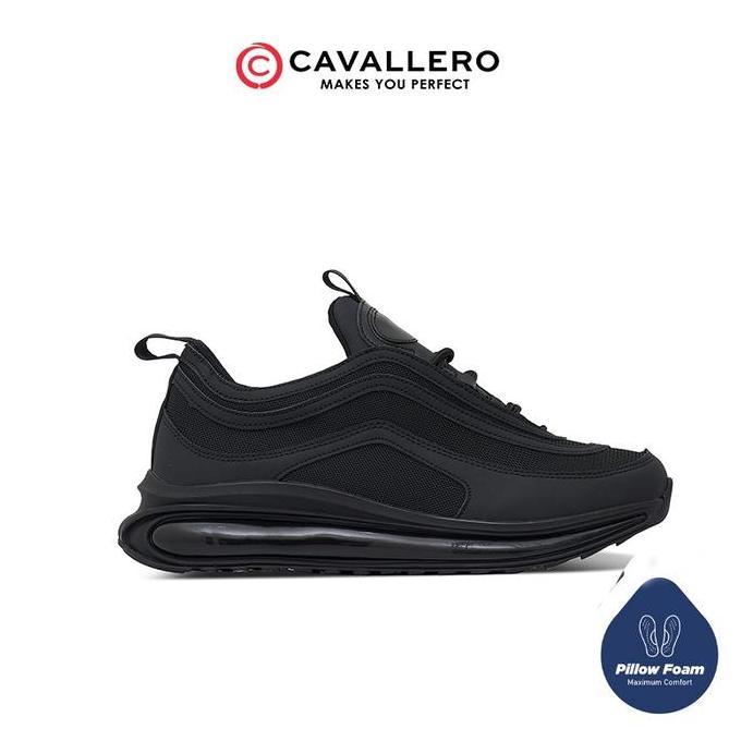 BEBAS ONGKIR - Sepatu Pria Casual Sneakers Cavallero Tommaso Black Shoes Snekers Kerja