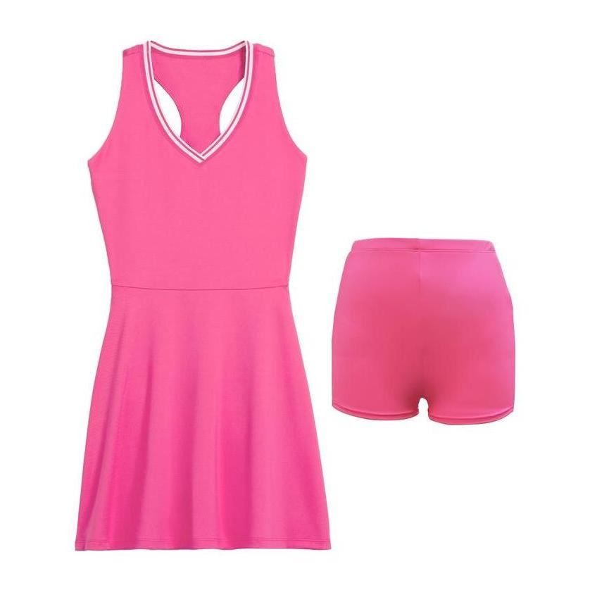 Dress Padel Tennis Golf baju olahraga pakaian wanita sportswear black hitam hot pink fuschia merah m