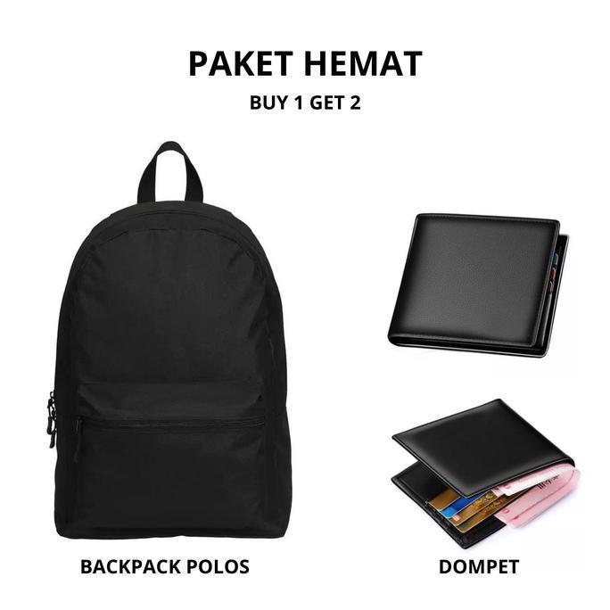 Kyut- Tas Ransel Sekolah Anak Laki-Laki Polos Hitam Bahan D300 - Fashion