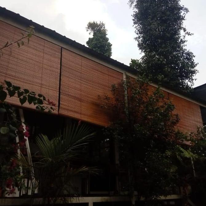 Promo Tirai Krey Sawit Plitur Outdoor 2m x 2m dengan Tali Penggulung & Kerekan untuk Perlindungan Je