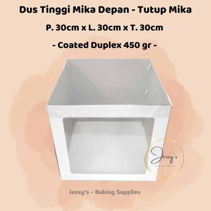 Expert- Dus Box Kotak Kue Cake Tinggi Mika 30 x 30 x 30 Putih Polos