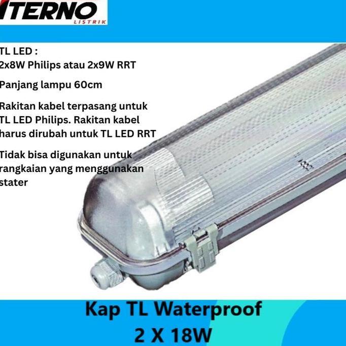 TERLARIS - Kap Lampu Waterproof 2x18 2x18W TL LED 2x8W IP65