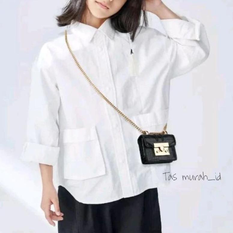Terbaru Tas Selempang Mini Inara Croco  (Terbaru) Slingbag Mini Tali Rantai | Tas Mini Korean Style 